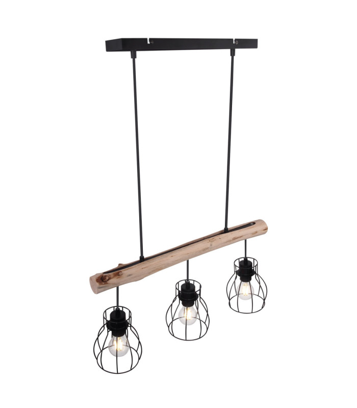 Mina Bar Pendant Ceiling Light Black 3x E27-8