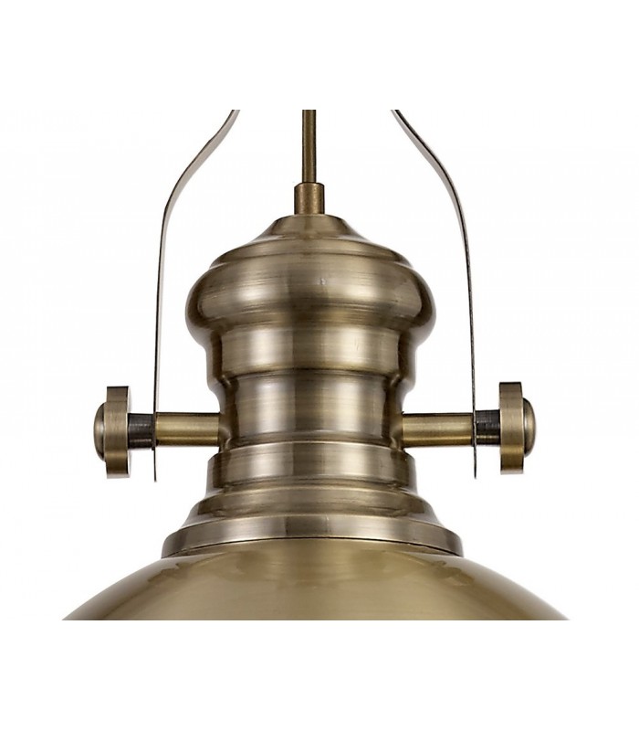 Ceiling Dome Pendant, 1 x E27, Antique Brass, Frosted Glass - 7