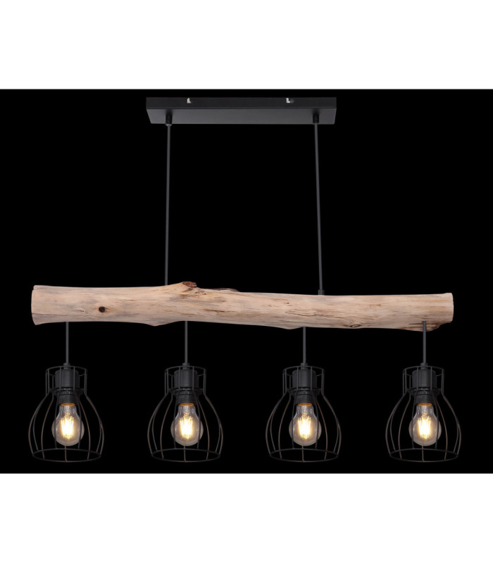 Mina Bar Pendant Ceiling Light Black 4x E27-6
