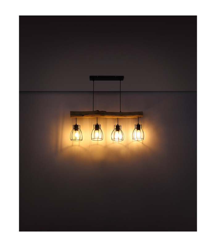 Mina Bar Pendant Ceiling Light Black 4x E27-7