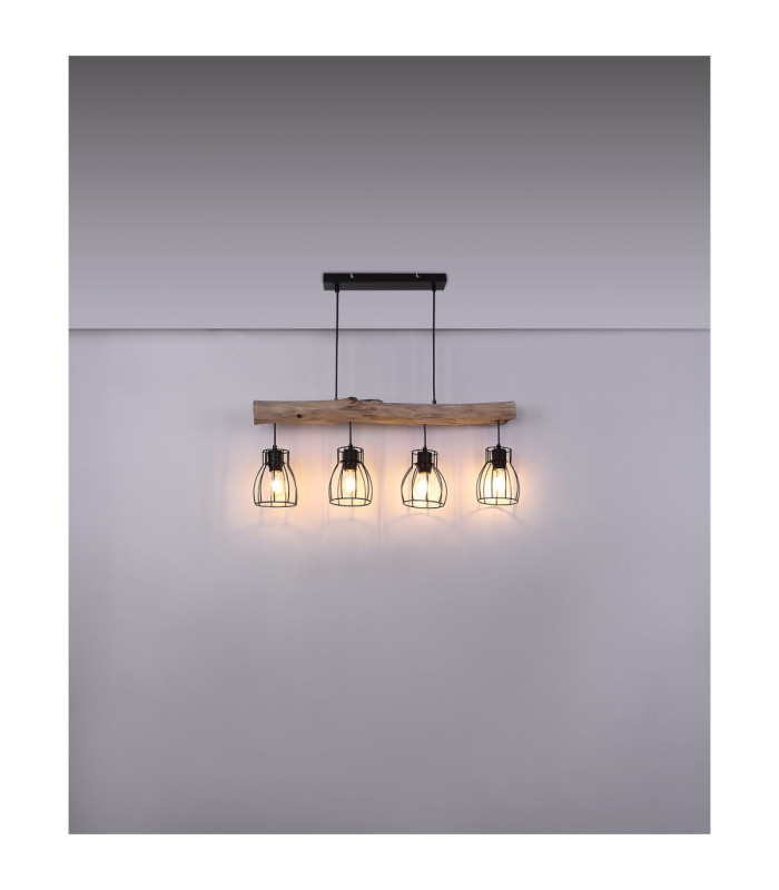 Mina Bar Pendant Ceiling Light Black 4x E27-8