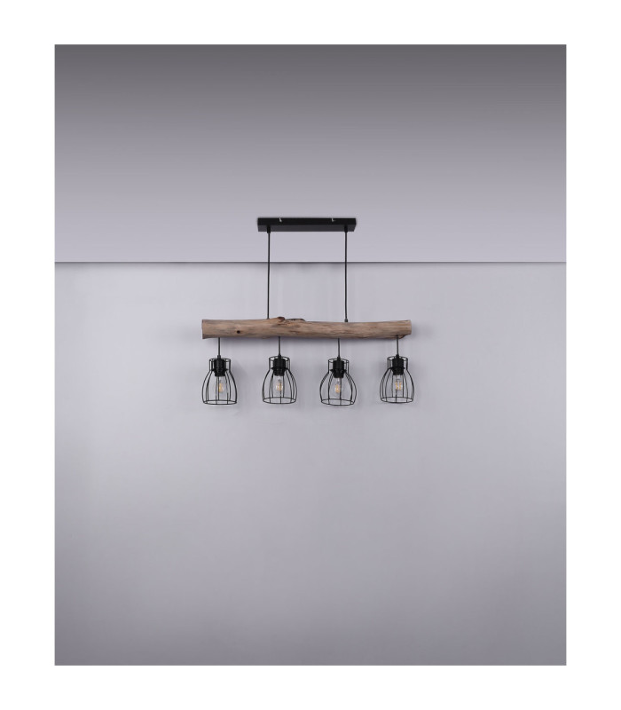 Mina Bar Pendant Ceiling Light Black 4x E27-9