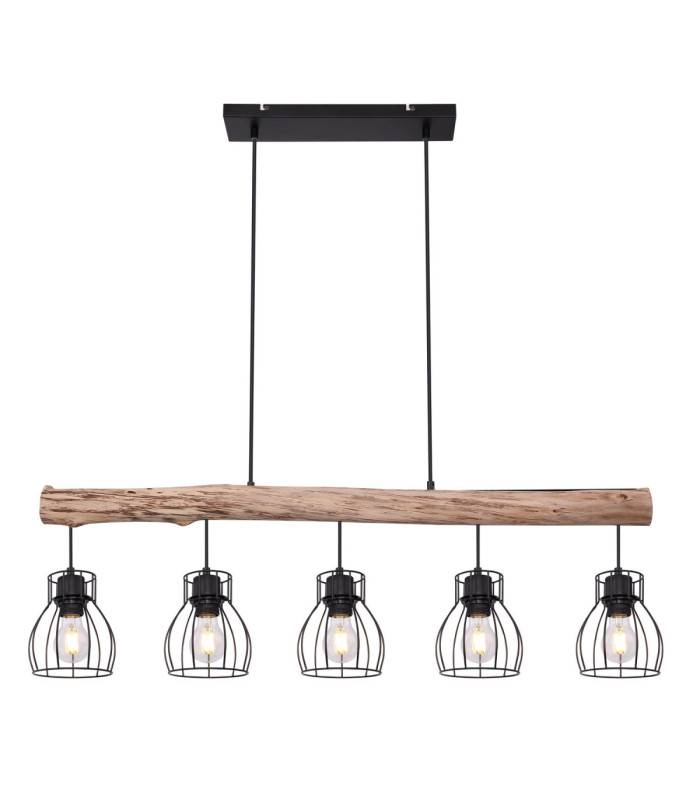Mina Bar Pendant Ceiling Light Black 5x E27-3