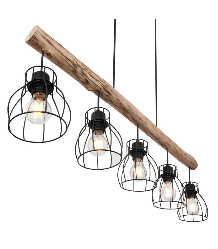 Mina Bar Pendant Ceiling Light Black 5x E27-4