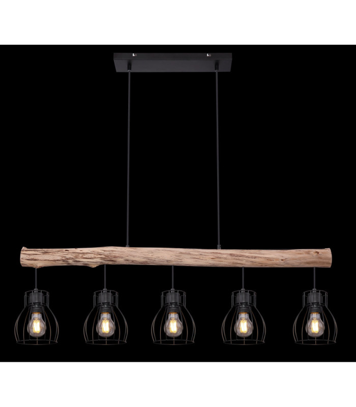 Mina Bar Pendant Ceiling Light Black 5x E27-7