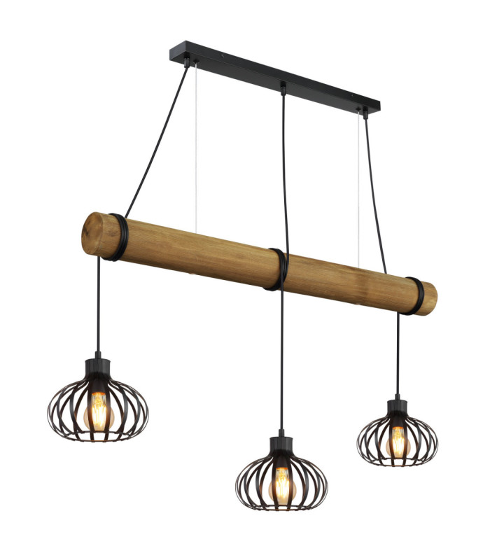 Caldwell Bar Pendant Ceiling Light Matt Black 3x E27-1