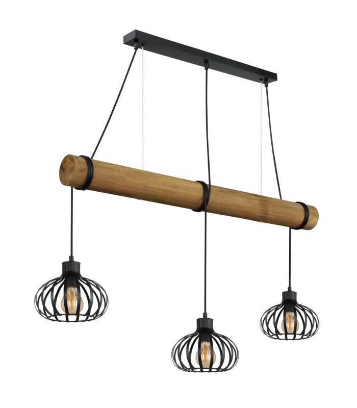 Caldwell Bar Pendant Ceiling Light Matt Black 3x E27-2