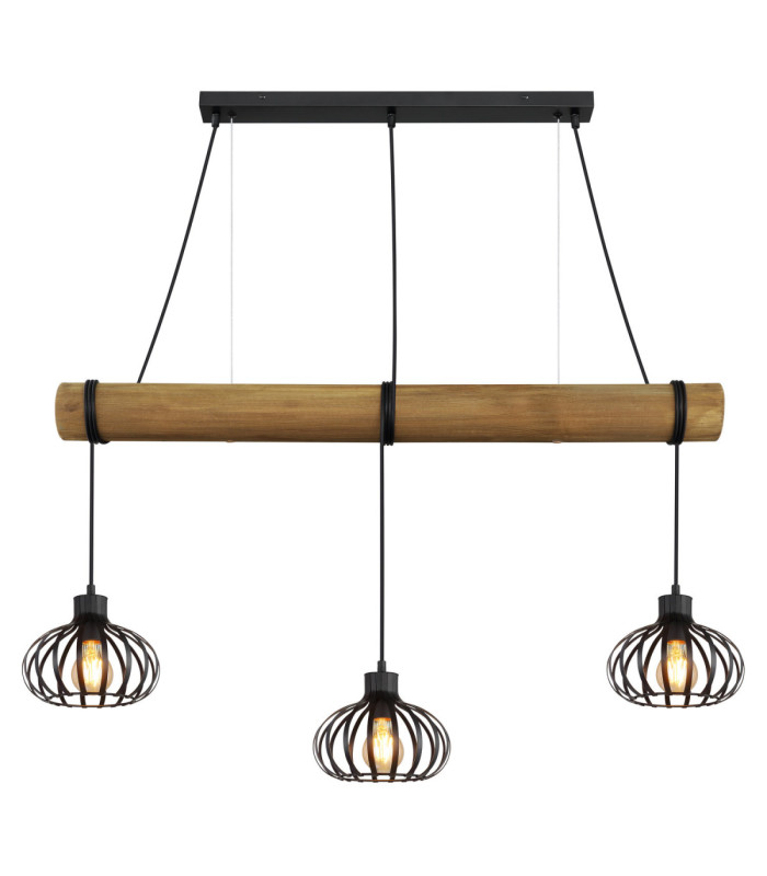Caldwell Bar Pendant Ceiling Light Matt Black 3x E27-3