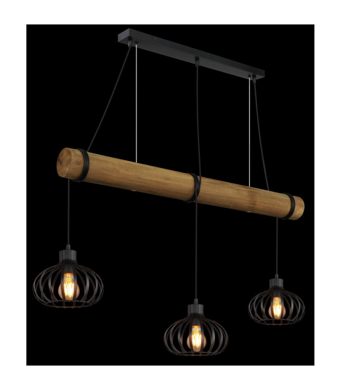 Caldwell Bar Pendant Ceiling Light Matt Black 3x E27-4