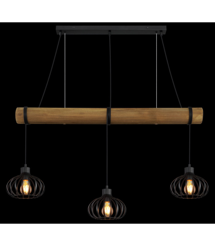 Caldwell Bar Pendant Ceiling Light Matt Black 3x E27-5