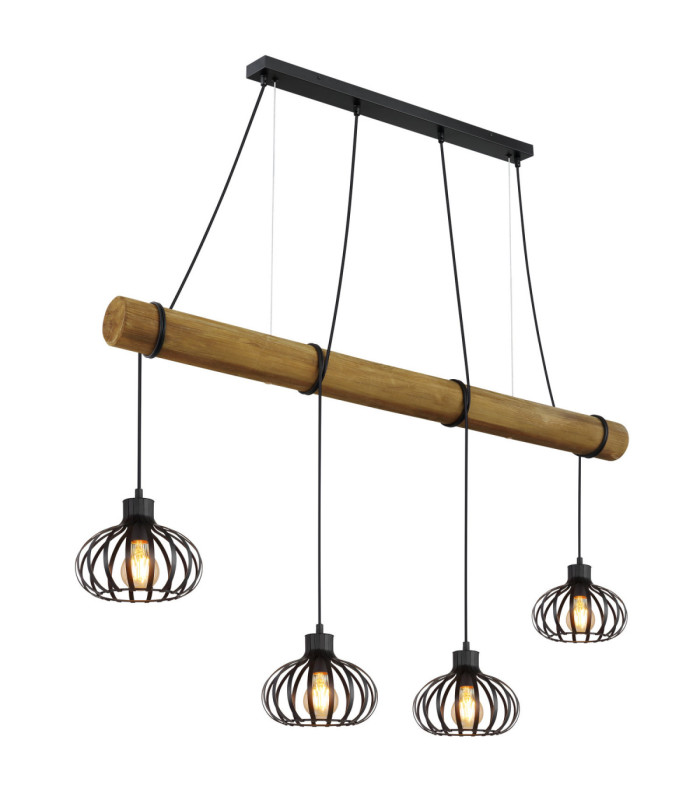 Caldwell Bar Pendant Ceiling Light Matt Black 4x E27-1