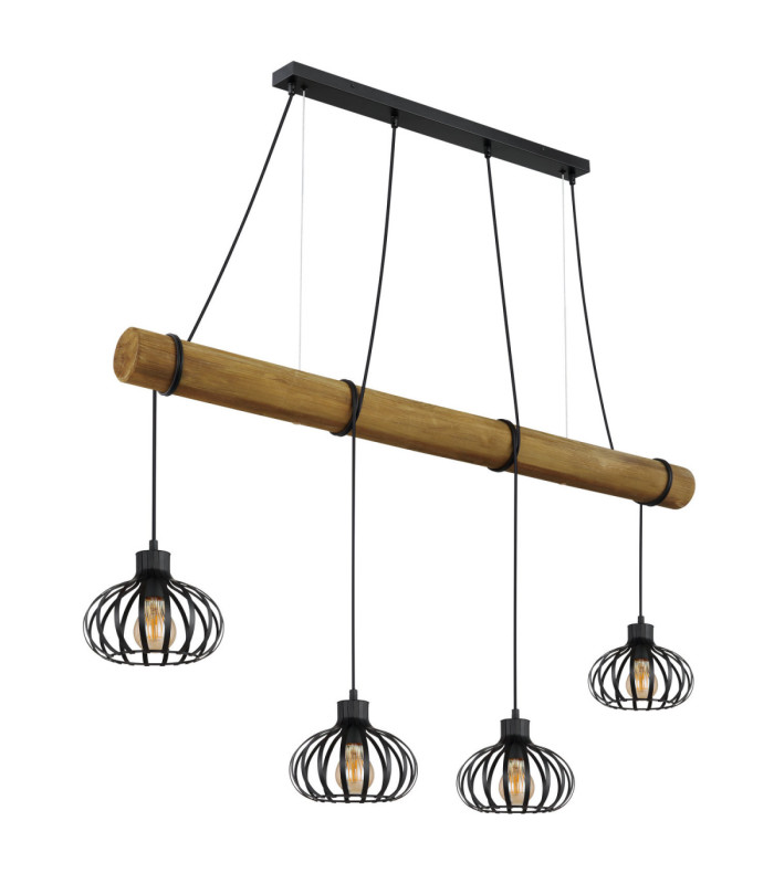 Caldwell Bar Pendant Ceiling Light Matt Black 4x E27-2