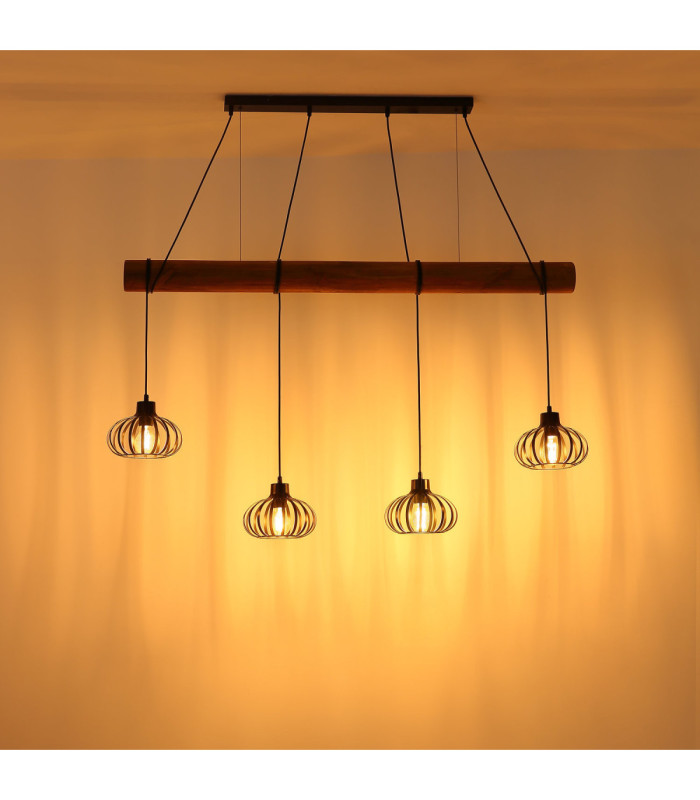 Caldwell Bar Pendant Ceiling Light Matt Black 4x E27-6