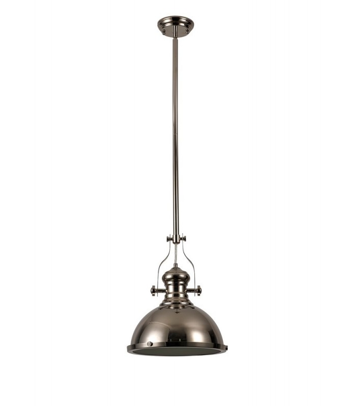 Ceiling Dome Pendant, 1 x E27, Polished Nickel, Frosted Glass - 5