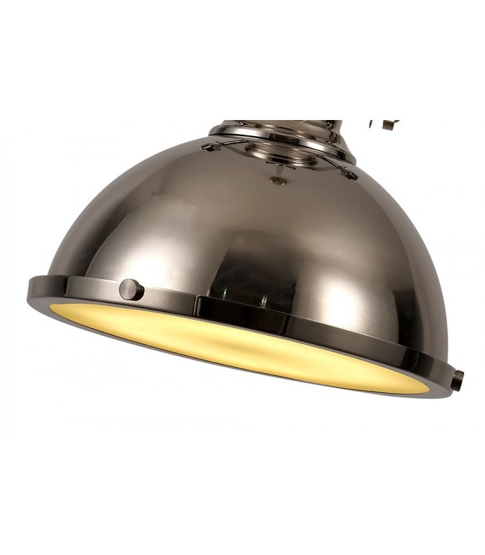 Ceiling Dome Pendant, 1 x E27, Polished Nickel, Frosted Glass - 8
