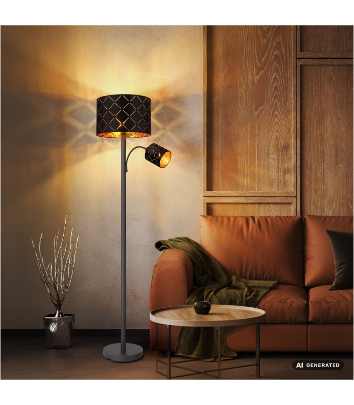 Sunna Floor Lamp Matt Black 2x E27 E14