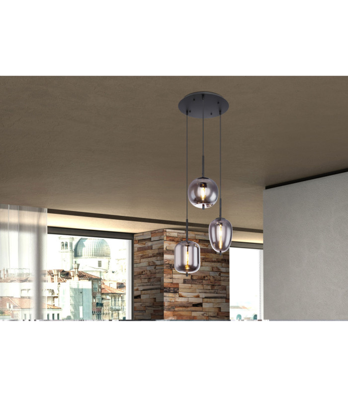 Blacky Cluster Pendant Ceiling Light Black 3x E14-4