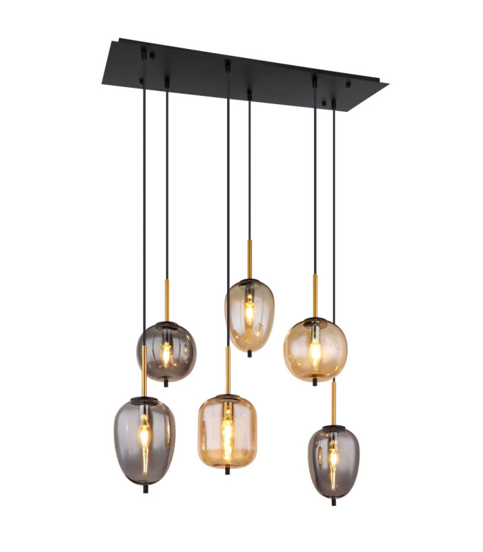 Blacky Cluster Pendant Ceiling Light Matt Black 6x E14-1