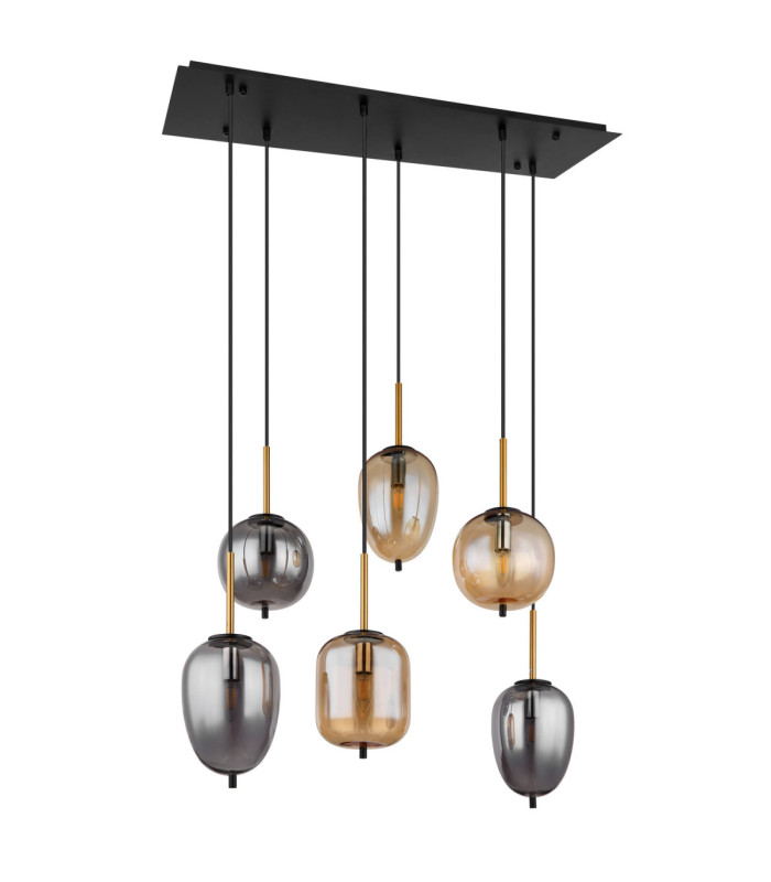 Blacky Cluster Pendant Ceiling Light Matt Black 6x E14-2