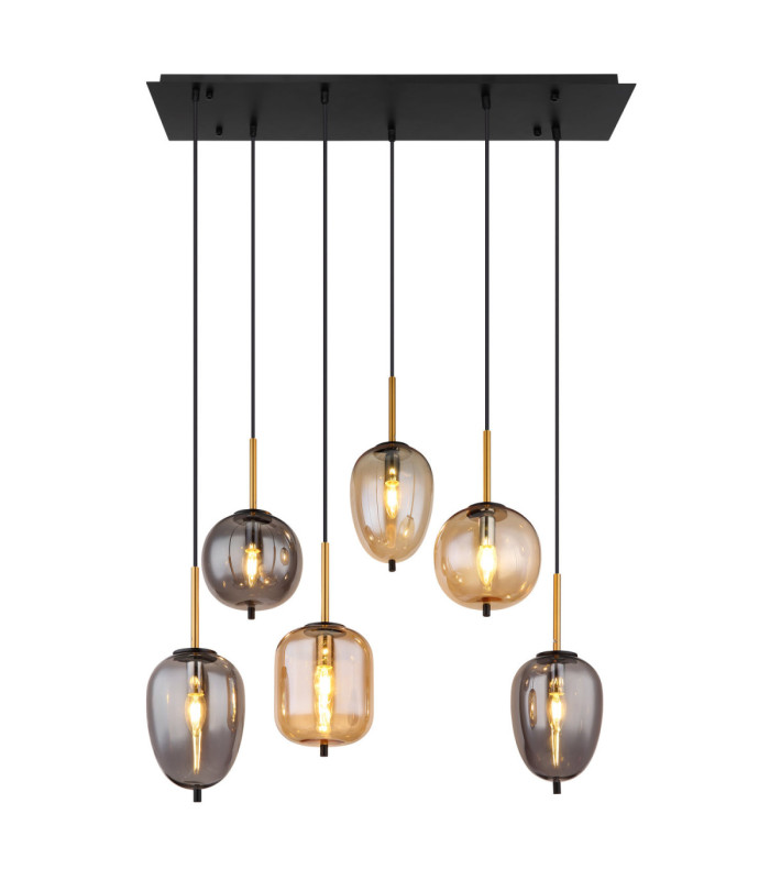 Blacky Cluster Pendant Ceiling Light Matt Black 6x E14-3