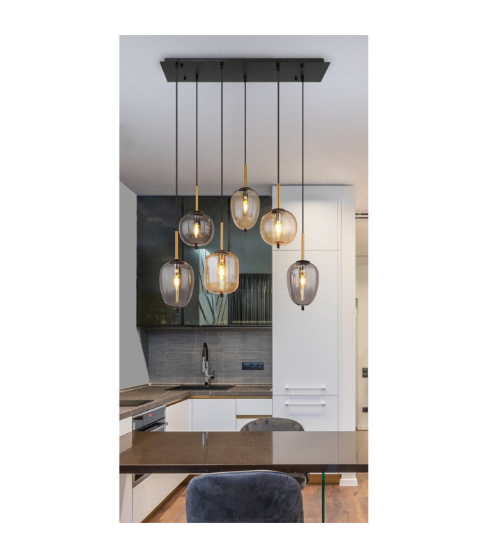Blacky Cluster Pendant Ceiling Light Matt Black 6x E14-5