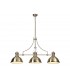 Linear Ceiling Pendant, 3 x E27, Antique Brass, Frosted Glass - 1