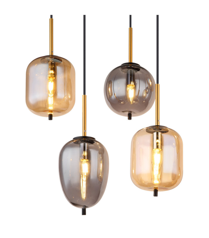 Blacky Cluster Pendant Ceiling Light Matt Black 8x E14-4