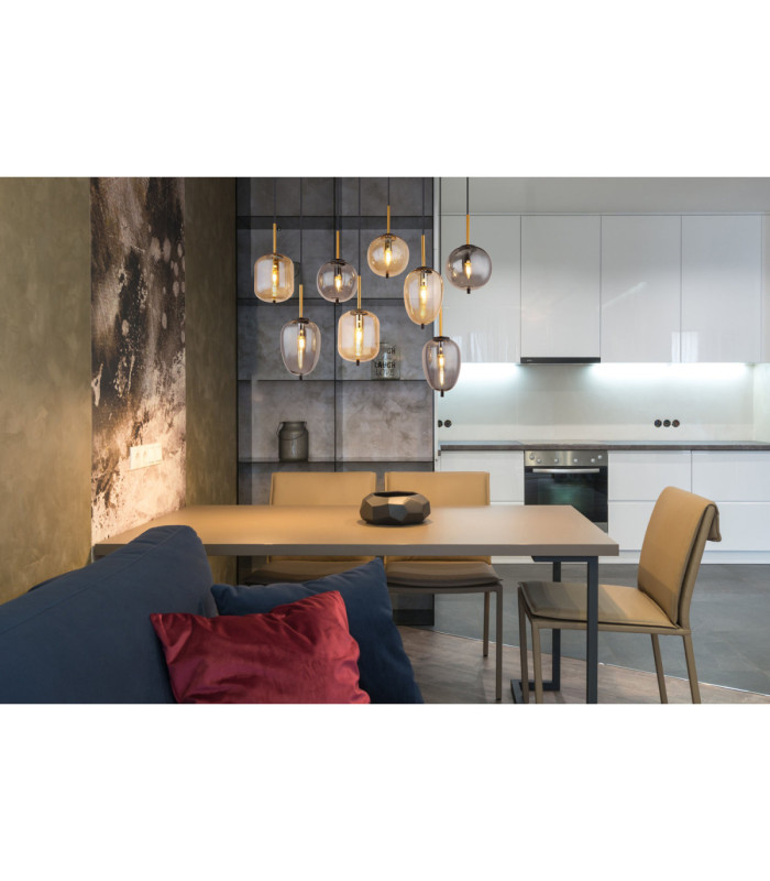 Blacky Cluster Pendant Ceiling Light Matt Black 8x E14-5