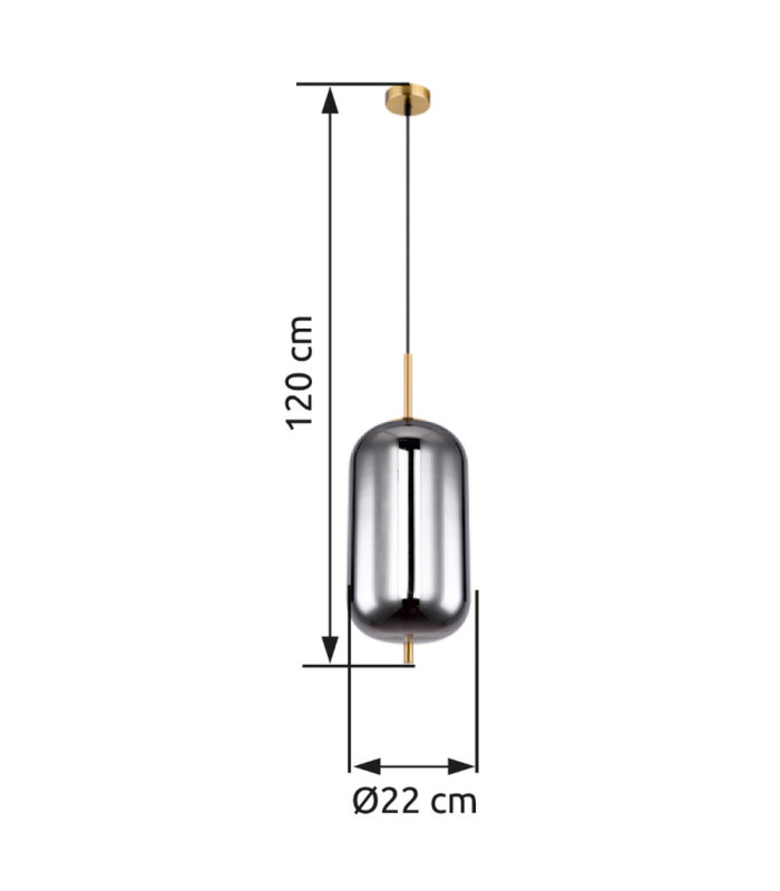 Blacky I Globe Pendant Ceiling Light Brass Colour  1x E27-6