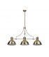 Linear Ceiling Pendant, 3 x E27, Antique Brass, Frosted Glass - 4