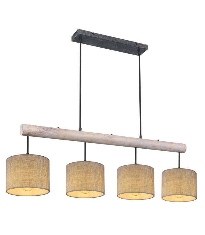 Roger Bar Pendant Ceiling Light Matt Black 4x E27-1
