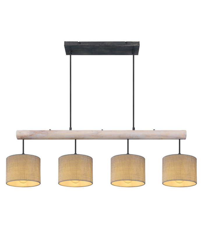 Roger Bar Pendant Ceiling Light Matt Black 4x E27-3
