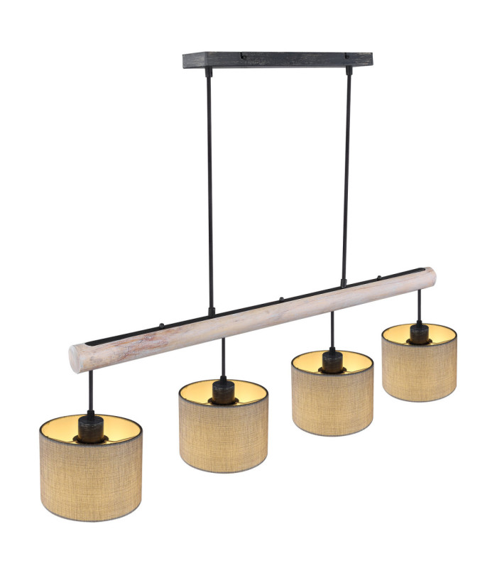 Roger Bar Pendant Ceiling Light Matt Black 4x E27-5