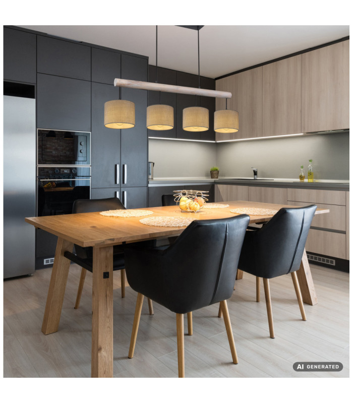 Roger Bar Pendant Ceiling Light Matt Black 4x E27-6