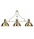 Linear Ceiling Pendant, 3 x E27, Antique Brass, Frosted Glass - 6