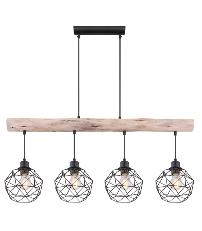 Theodor Bar Pendant Ceiling Light Matt Black 4x E27-3