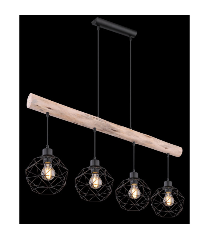 Theodor Bar Pendant Ceiling Light Matt Black 4x E27-5