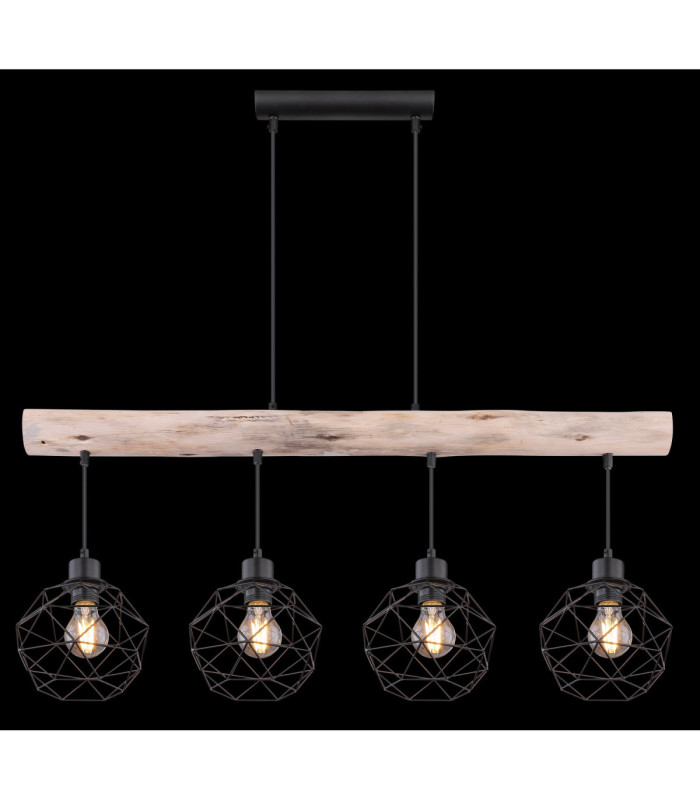Theodor Bar Pendant Ceiling Light Matt Black 4x E27-6