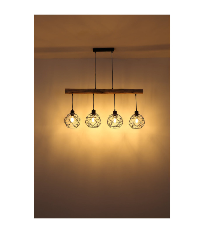 Theodor Bar Pendant Ceiling Light Matt Black 4x E27-7