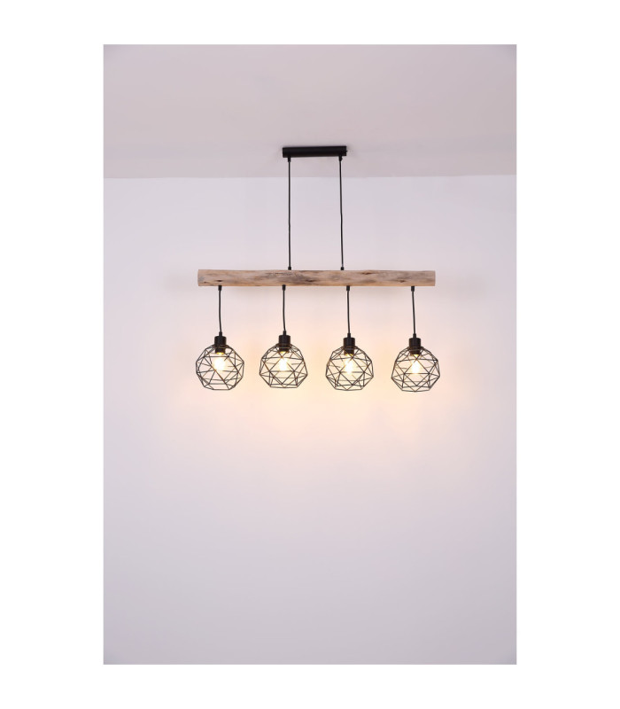 Theodor Bar Pendant Ceiling Light Matt Black 4x E27-8