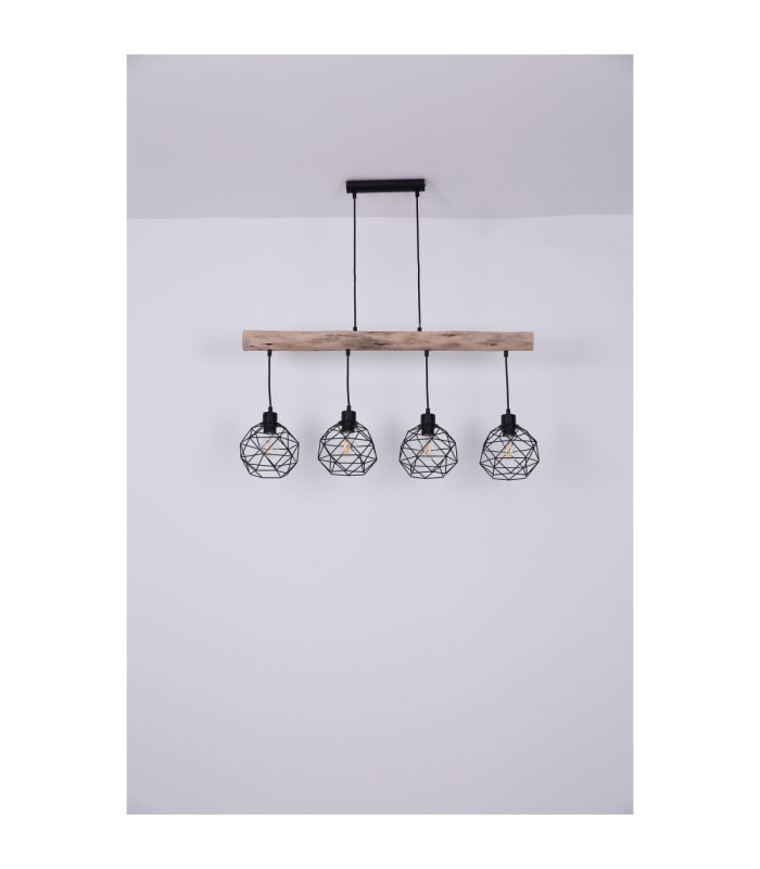 Theodor Bar Pendant Ceiling Light Matt Black 4x E27-9