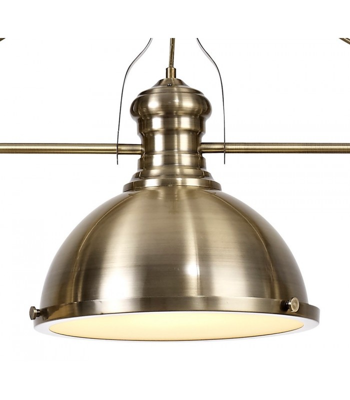 Linear Ceiling Pendant, 3 x E27, Antique Brass, Frosted Glass - 7