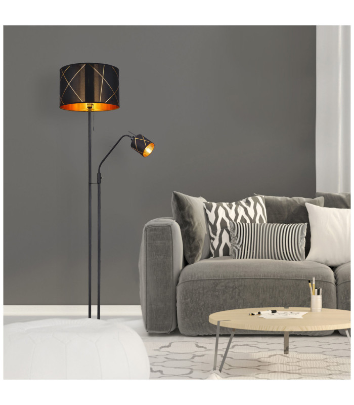 Bemmo Floor Lamp With Shade Black 2x E27 E14-6