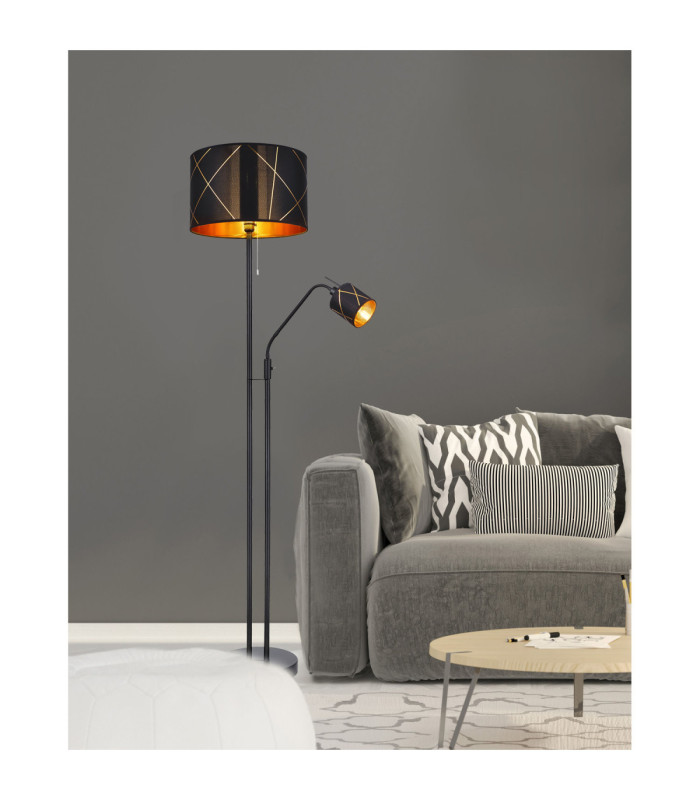 Bemmo Floor Lamp With Shade Black 2x E27 E14-7