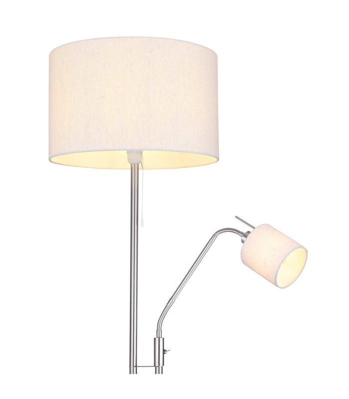 Ava Floor Lamp With Shade Matt Nickel 2x E27 E14-3