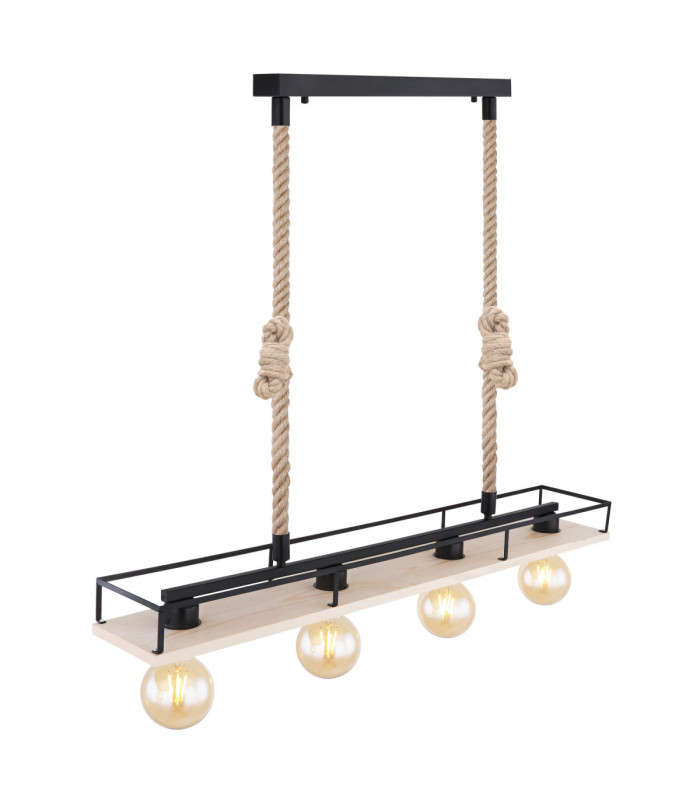Trixi Bar Pendant Ceiling Light Matt Black 4x E27-4