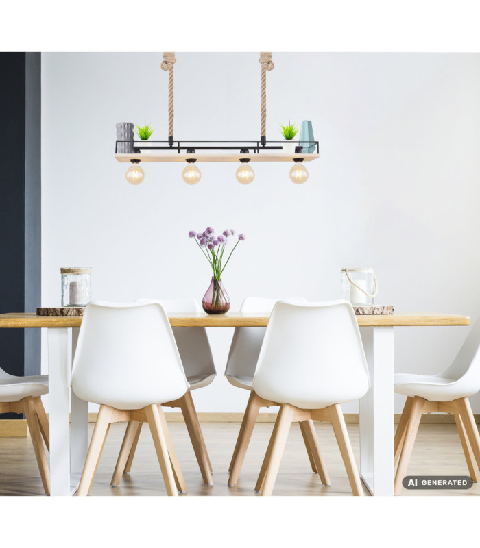 Trixi Bar Pendant Ceiling Light Matt Black 4x E27-5