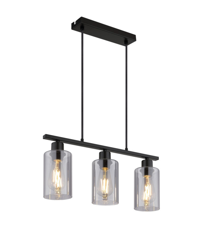 Hadera Bar Pendant Ceiling Light Matt Black 3x E27-1
