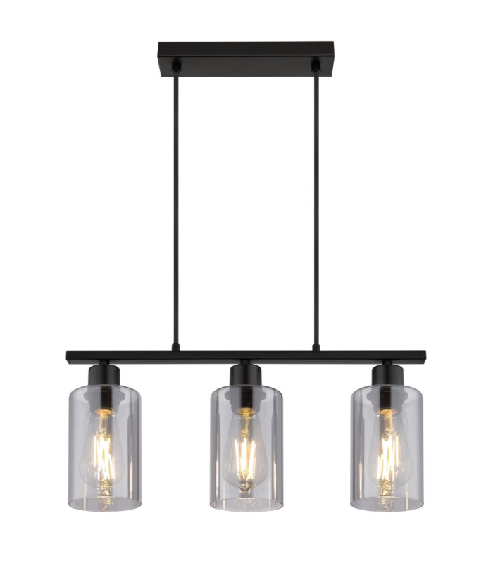 Hadera Bar Pendant Ceiling Light Matt Black 3x E27-3