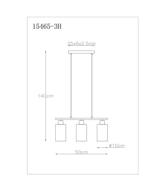 Hadera Bar Pendant Ceiling Light Matt Black 3x E27-7